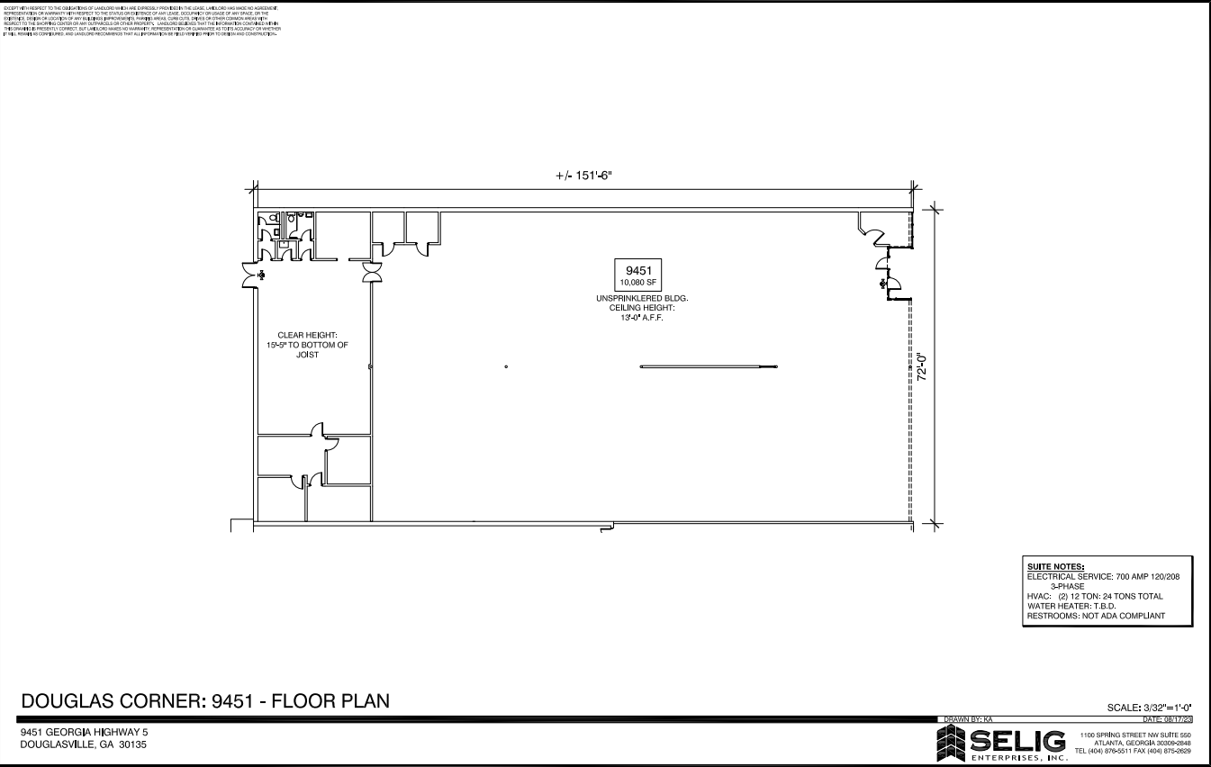 9421-9459 Highway 5, Douglasville, GA à louer Plan d’étage- Image 1 de 1