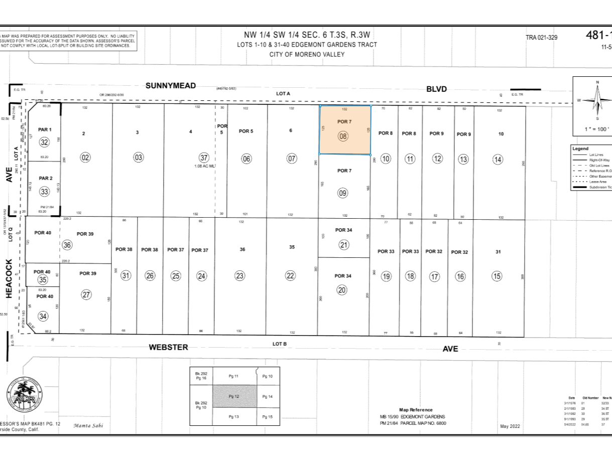 24175 Sunnymead Blvd, Moreno Valley, CA à vendre Plan cadastral- Image 1 de 2