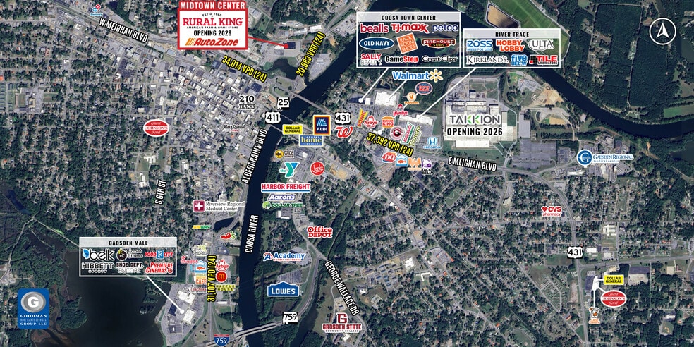 278-320 N 3rd St, Gadsden, AL for lease - Aerial - Image 3 of 5