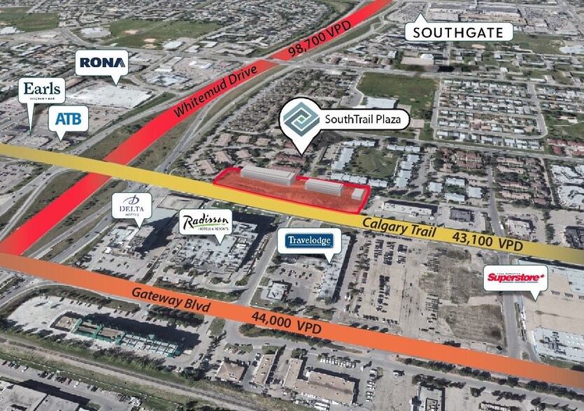 4420-4514 Calgary Trl NW, Edmonton, AB à louer - Aérien - Image 2 de 2