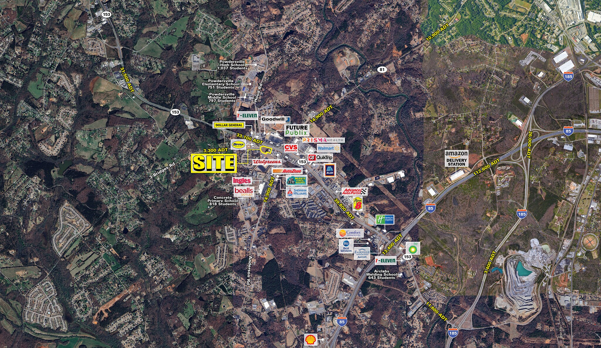 3529 Hwy 153, Powdersville, SC à louer Aérien- Image 1 de 5