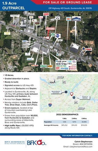 More details for 11464 US Highway 431, Guntersville, AL - Land for Lease