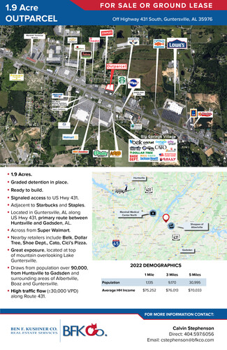 Plus de détails pour 11464 US Highway 431, Guntersville, AL - Terrain à louer