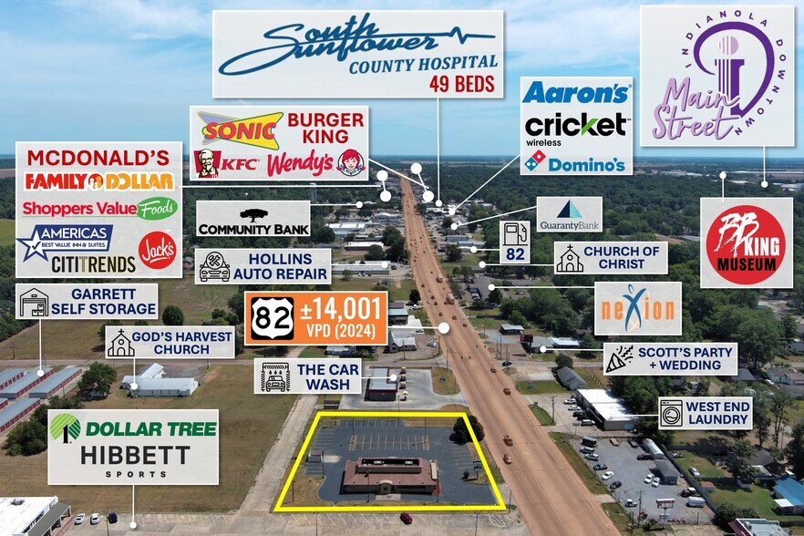 506 W Highway 82 W, Indianola, MS à vendre - Photo du bâtiment - Image 1 de 1