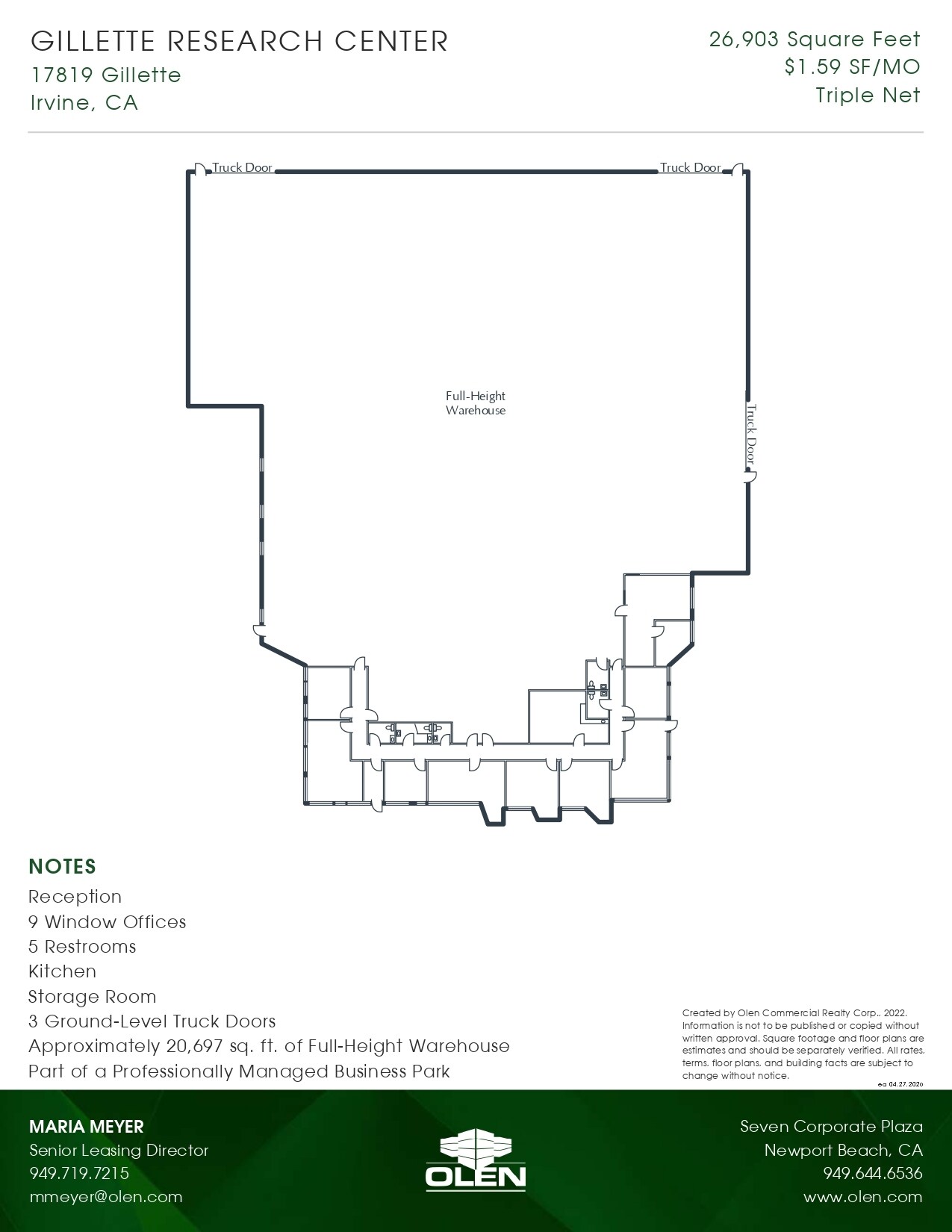 17819 Gillette Ave, Irvine, CA for lease Floor Plan- Image 1 of 1