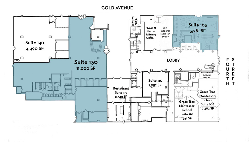 400 Gold Ave SW, Albuquerque, NM à louer - Plan d  tage - Image 2 de 10