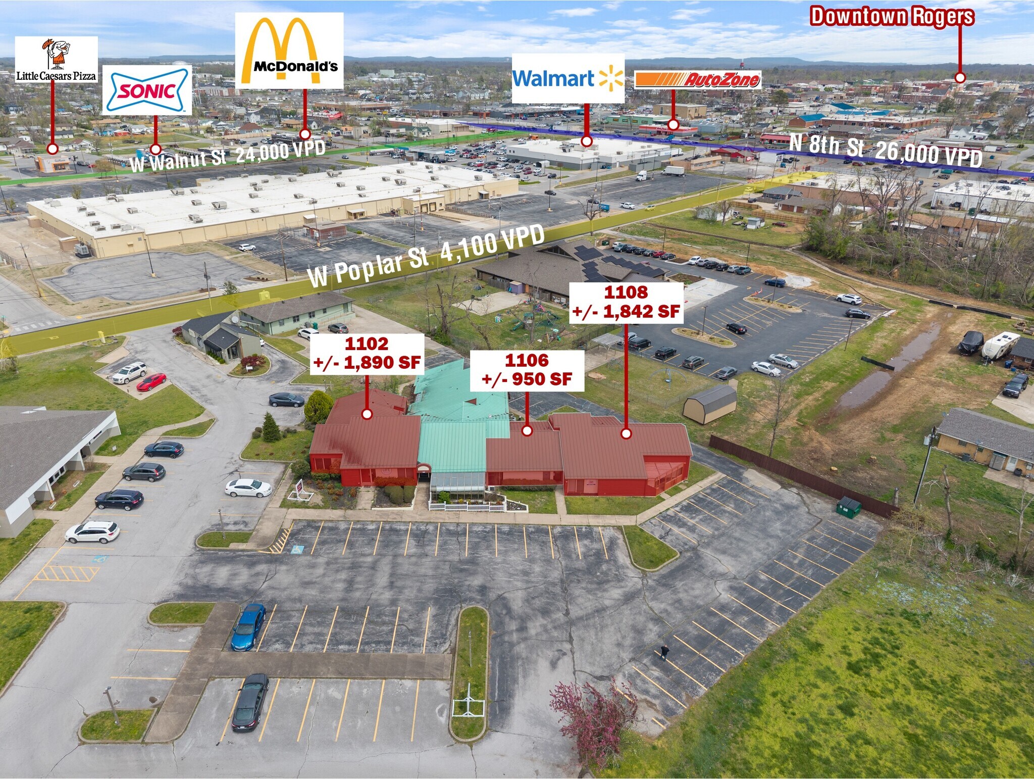 1102-1108 Poplar Pl, Rogers, AR à louer Photo principale- Image 1 de 10