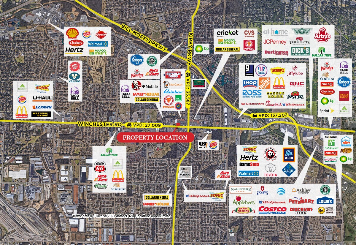 6480 Winchester Rd, Memphis, TN for sale Aerial- Image 1 of 5