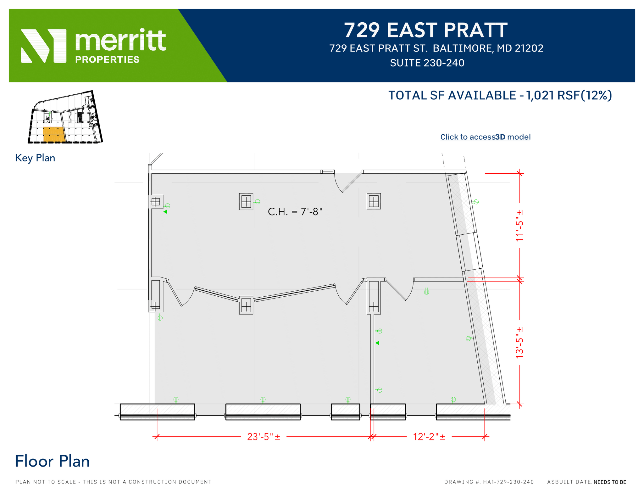 729 E Pratt St, Baltimore, MD à louer Plan d’étage- Image 1 de 1