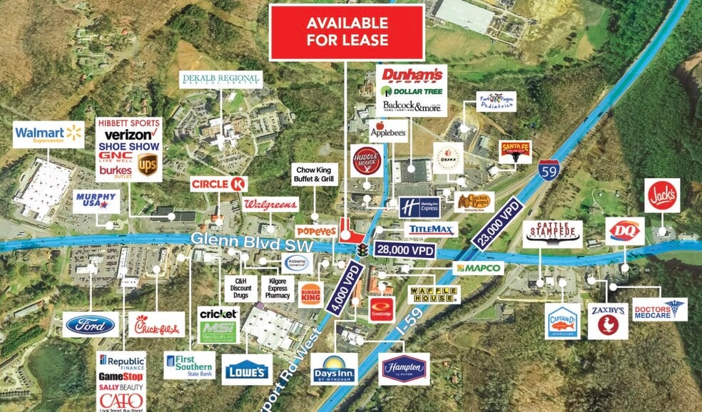 1503 Glenn Blvd SW, Fort Payne, AL for lease - Aerial - Image 3 of 4