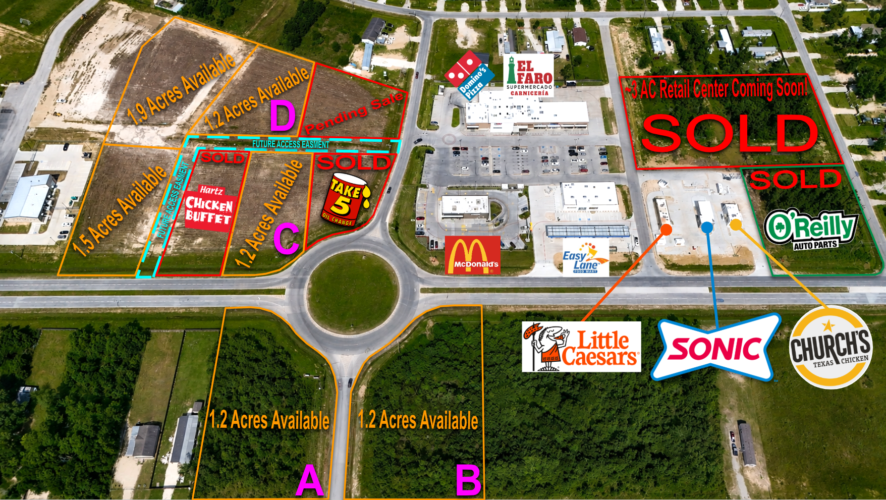 Commercial Corner- San Marcos & San Felipe, Cleveland, TX for sale Aerial- Image 1 of 17