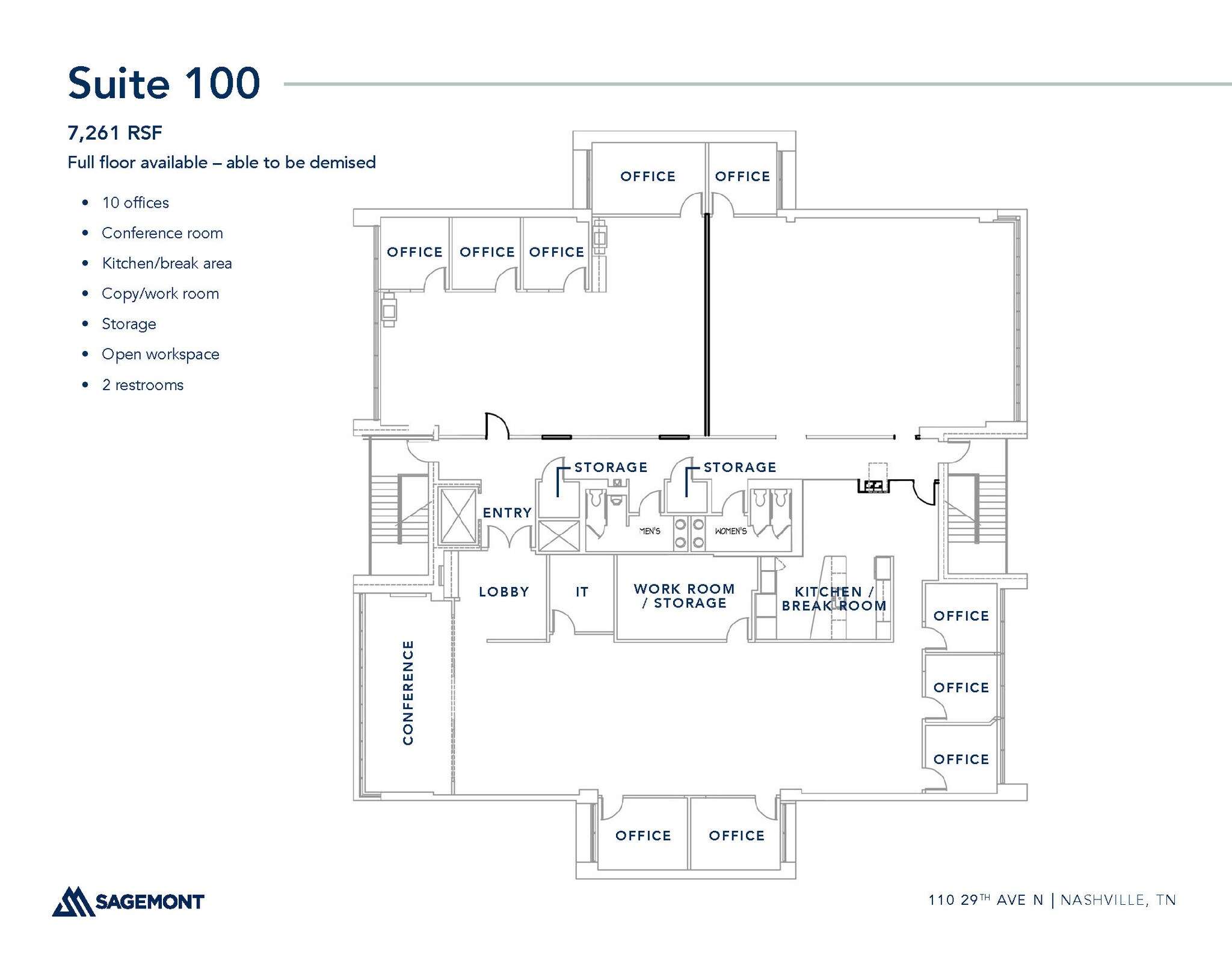 110 29th Ave N, Nashville, TN à louer Plan d’étage- Image 1 de 1