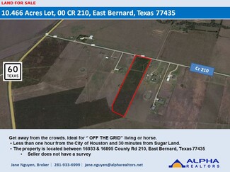 Plus de détails pour 00 CR 210, East Bernard, TX - Terrain à vendre