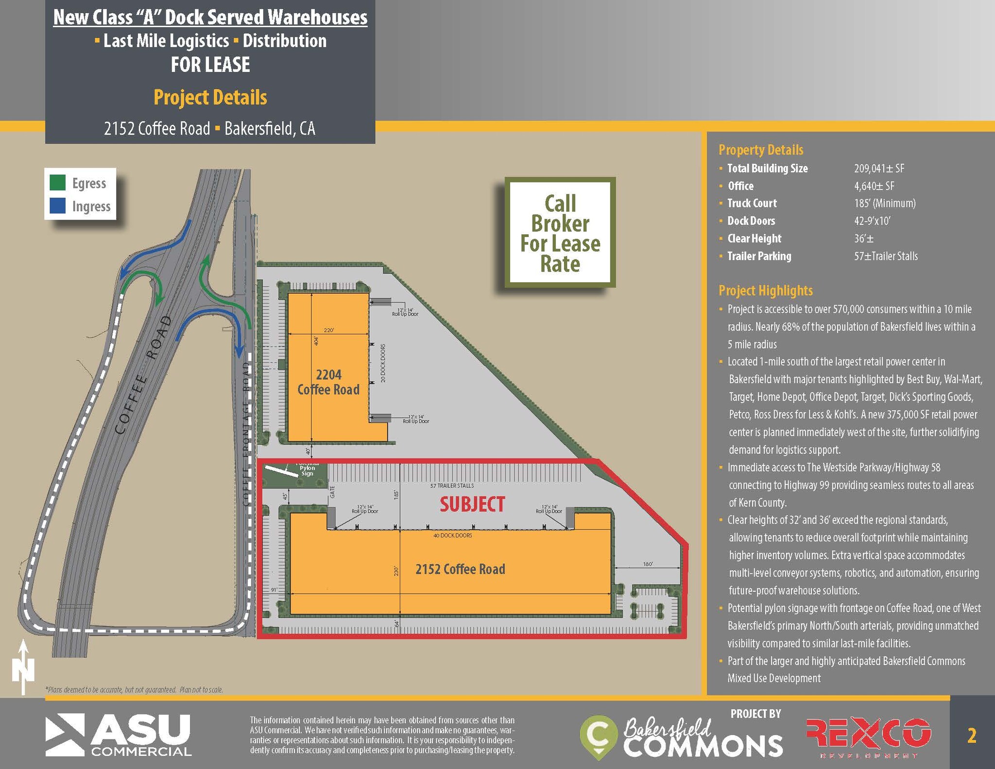 2152 Coffee Rd, Bakersfield, CA à louer Plan de site- Image 1 de 2