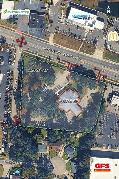 5622 Beach Blvd, Jacksonville, FL for sale - Aerial - Image 2 of 3