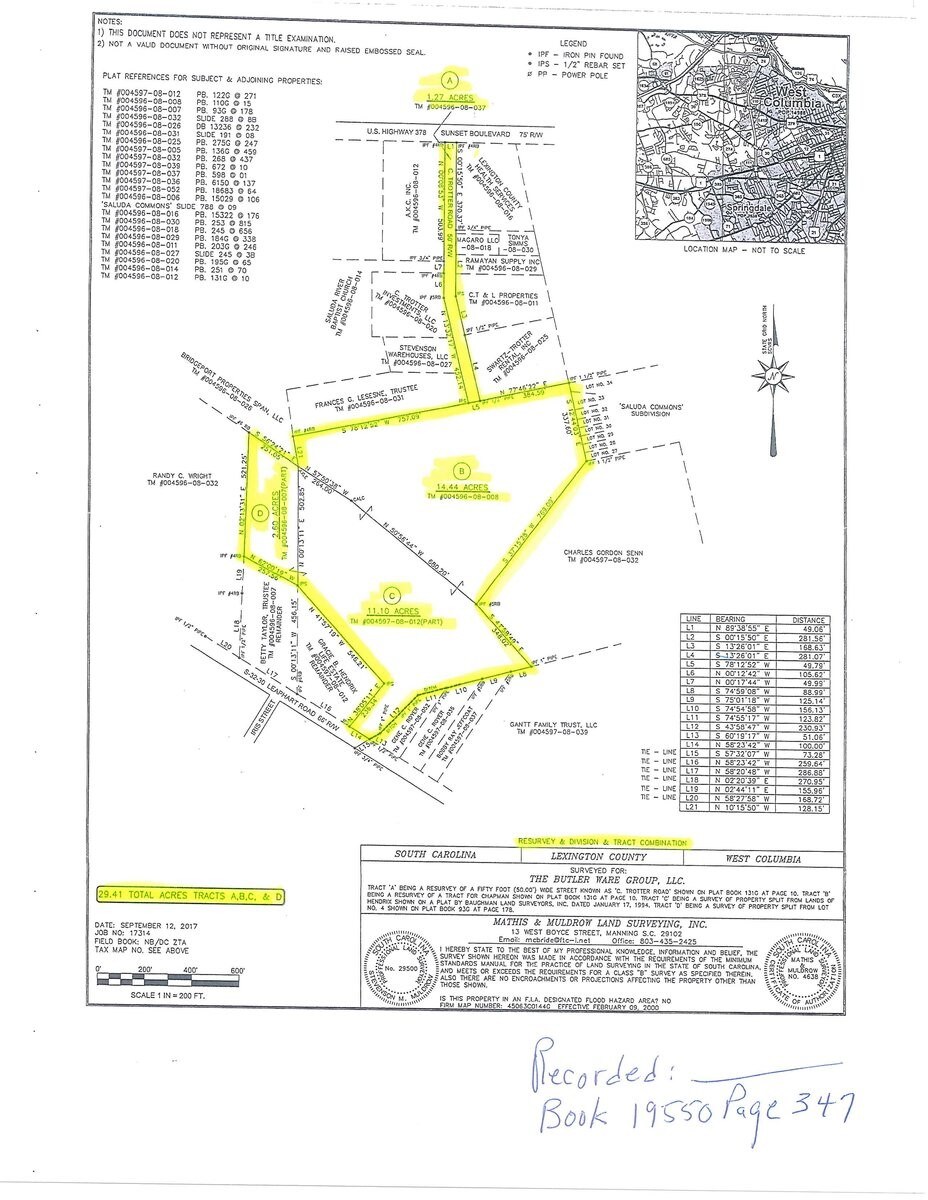 Leaphart Rd, West Columbia, SC à vendre Plan cadastral- Image 1 de 4