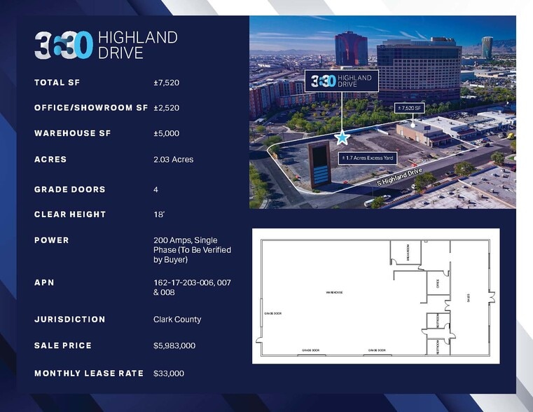 3630 S Highland Dr, Las Vegas, NV for lease - Aerial - Image 2 of 8
