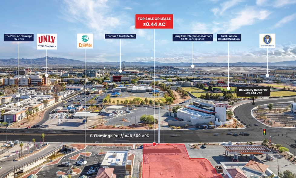 E Flamingo Rd & S University Center Dr, Las Vegas, NV for sale - Aerial - Image 3 of 4