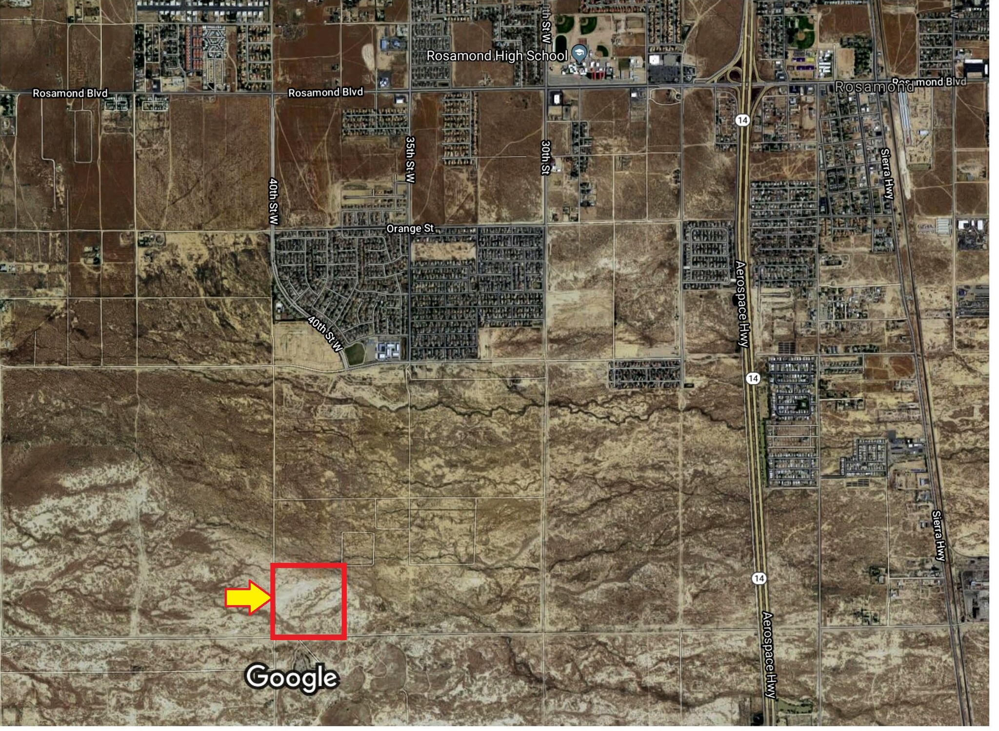 40th St W & Gaskell Rd, Rosamond, CA for sale Aerial- Image 1 of 2