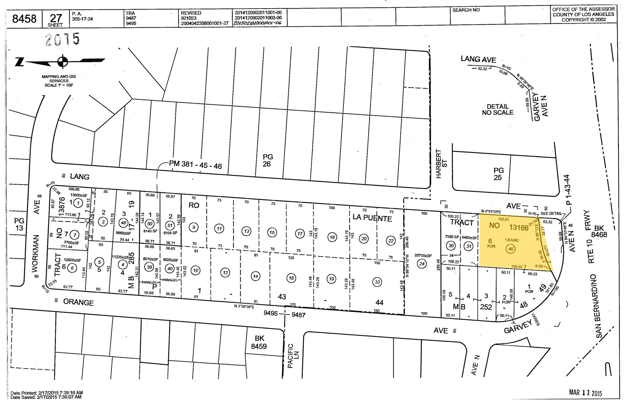1705 W Garvey Ave N, West Covina, CA à vendre Plan cadastral- Image 1 de 10