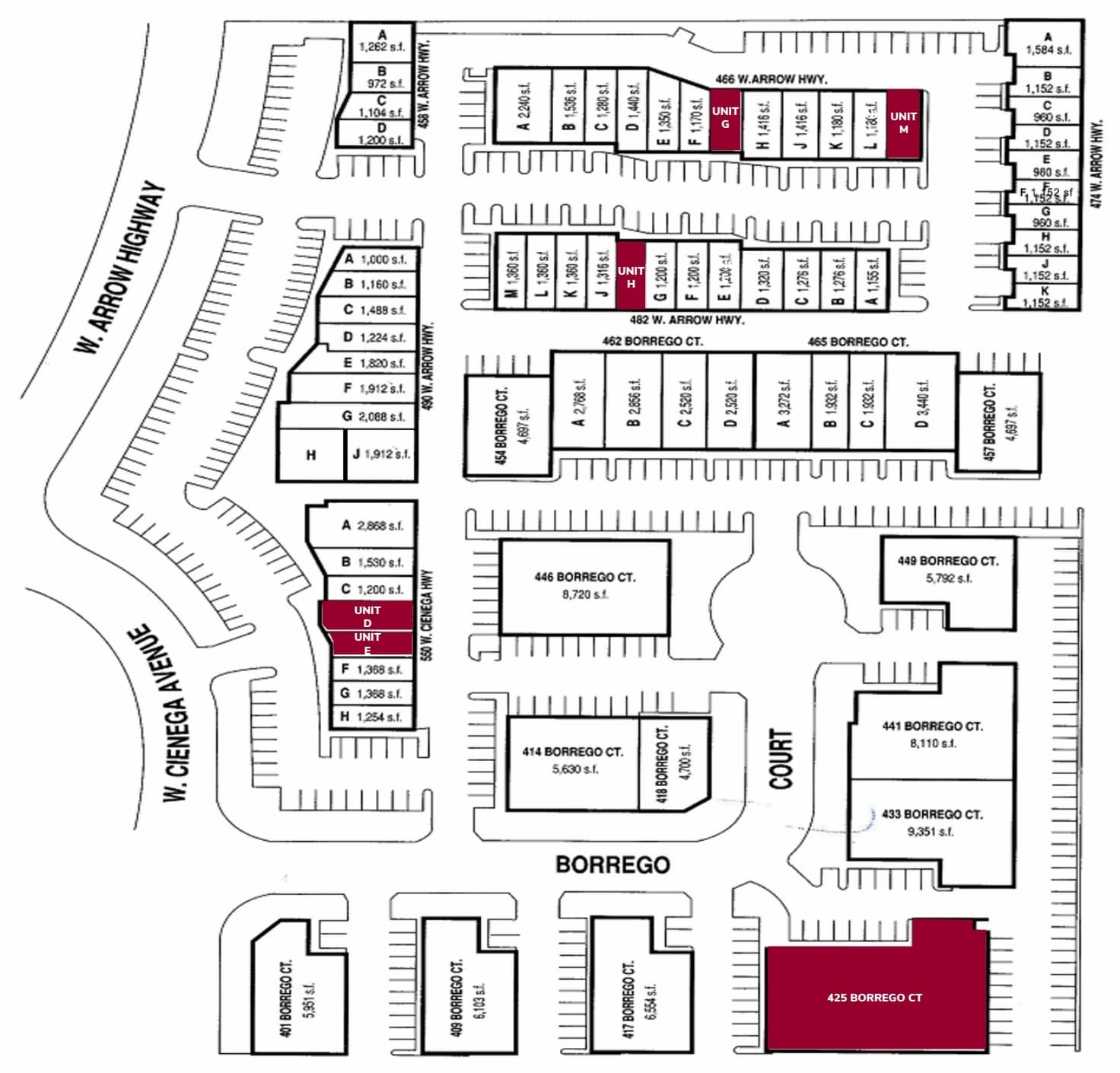 414-418 Borrego Ct, San Dimas, CA à louer Plan de site- Image 1 de 1
