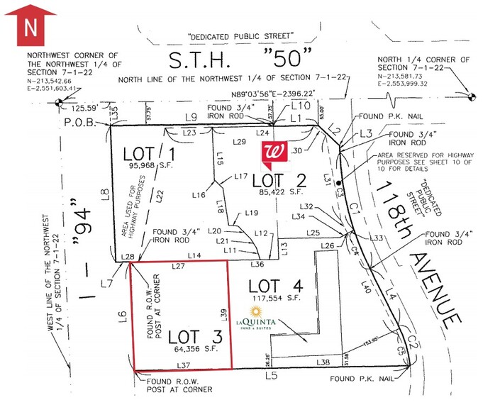 I-94, Kenosha, WI à vendre - Plan cadastral - Image 2 de 3