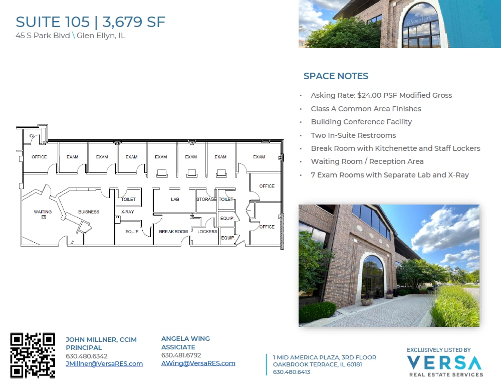 45 S Park Blvd, Glen Ellyn, IL à louer Plan d’étage- Image 1 de 1