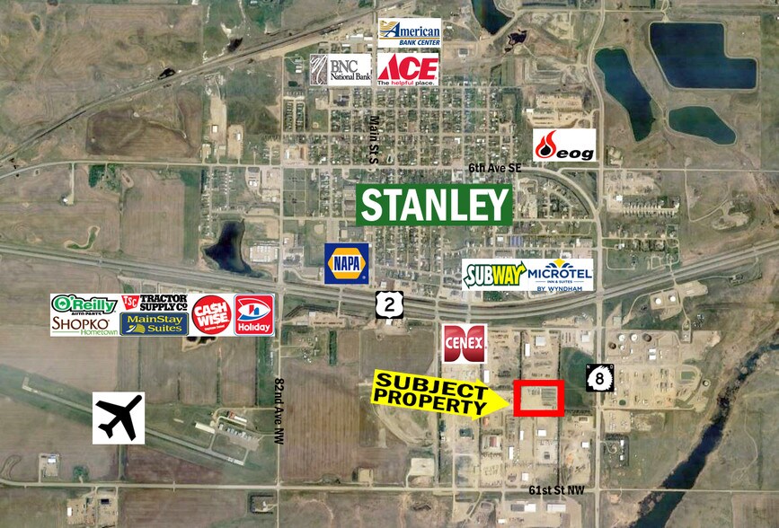 8116 61st St NW, Stanley, ND à vendre - Aérien - Image 2 de 2