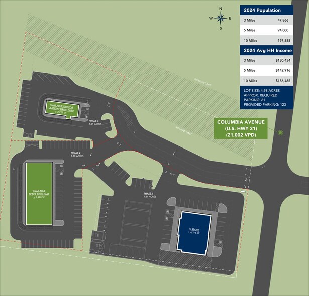 1726 Columbia Ave, Franklin, TN à louer - Aérien - Image 3 de 4