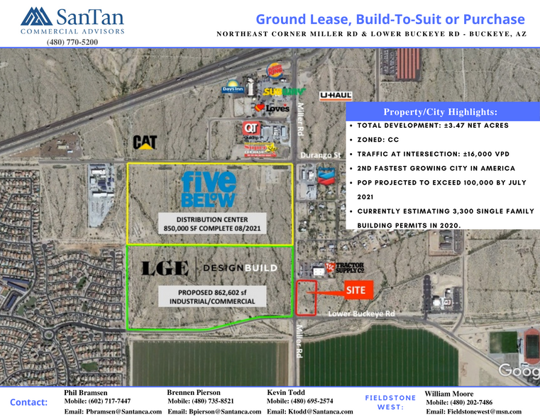 NEC Miller Rd & Lower Buckeye Rd, Buckeye, AZ for sale - Aerial - Image 1 of 1