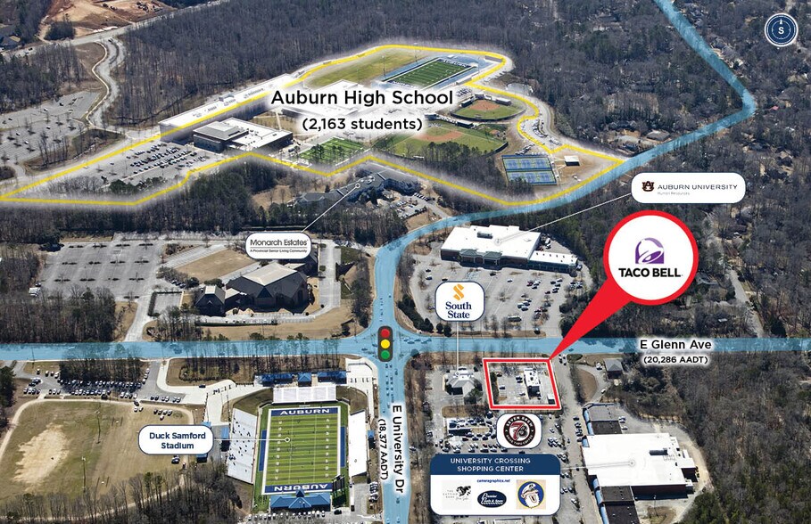 1521 E Glenn Ave, Auburn, AL for sale - Aerial - Image 2 of 7