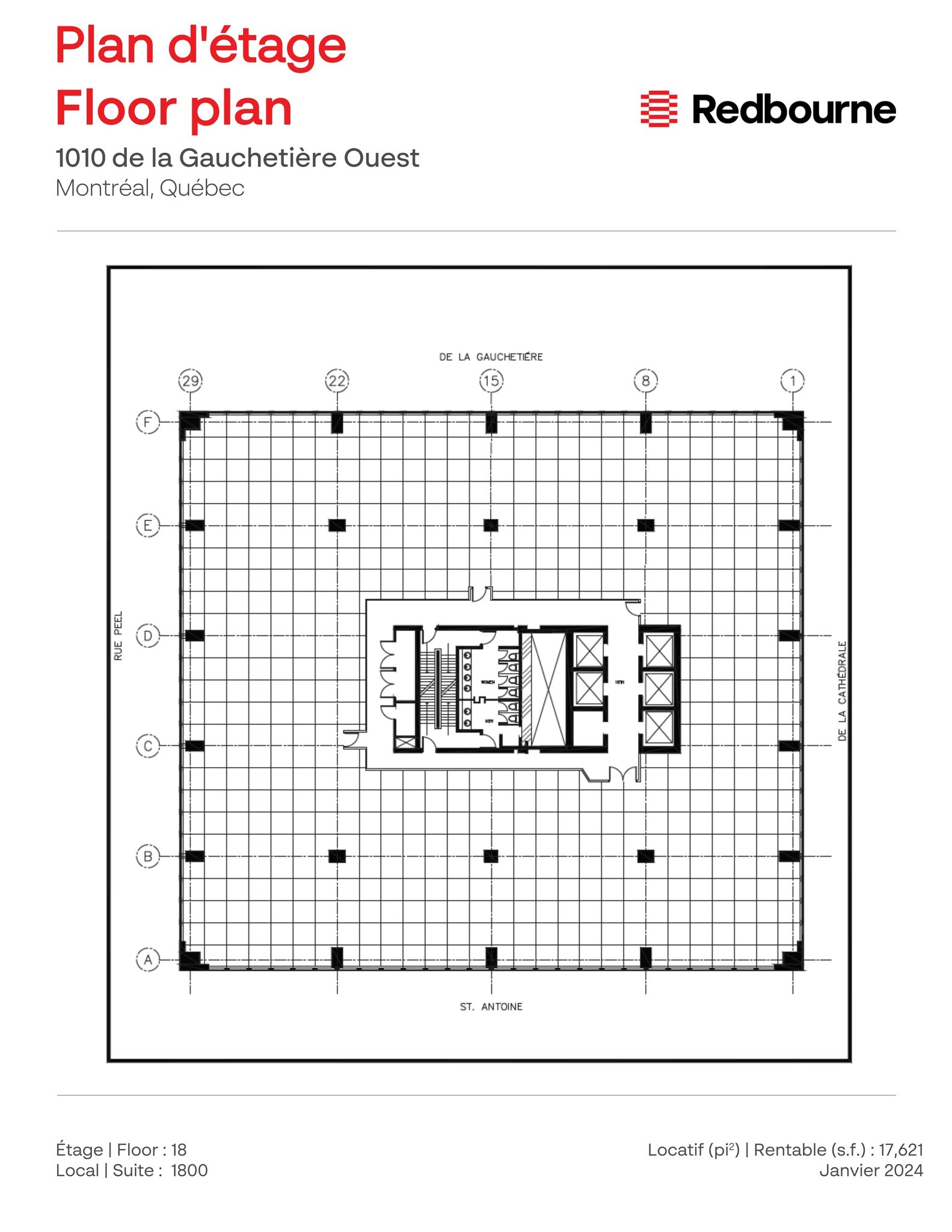 1010 Rue De La Gauchetière O, Montréal, QC à louer Plan d’étage- Image 1 de 1