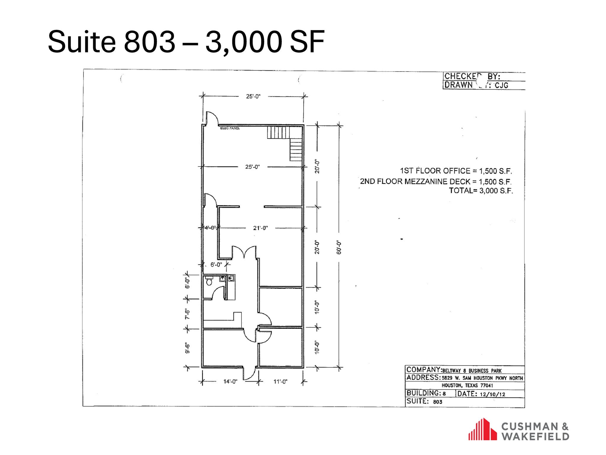 5829 W Sam Houston Pky N, Houston, TX à louer Plan d’étage- Image 1 de 1