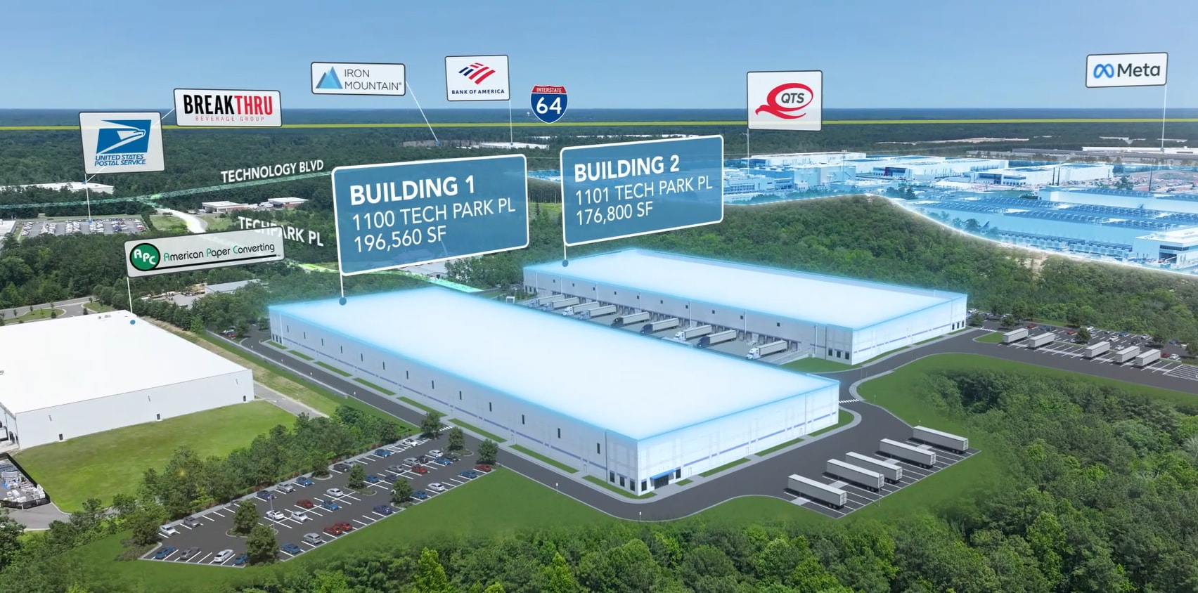 1101 Tech Park Pl, Sandston, VA for lease Aerial- Image 1 of 7