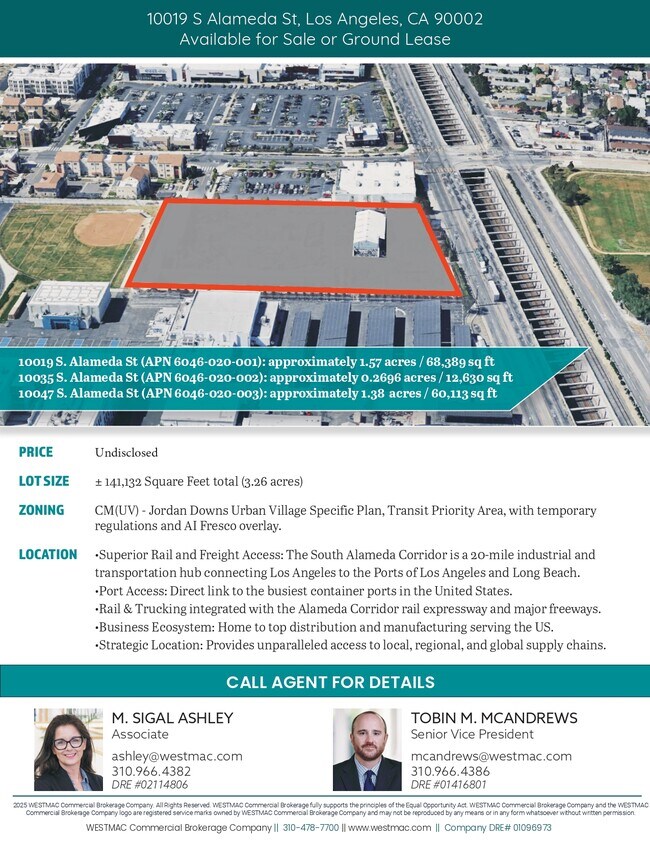 Plus de détails pour 10019-10047 South Alameda Street, Los Angeles, CA - Terrain à vendre