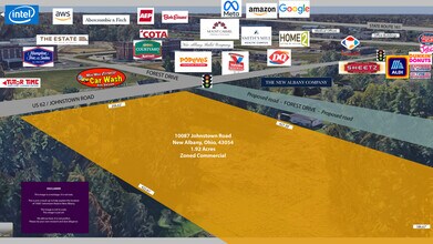 10087 Johnstown Rd, New Albany, OH - AERIAL map view