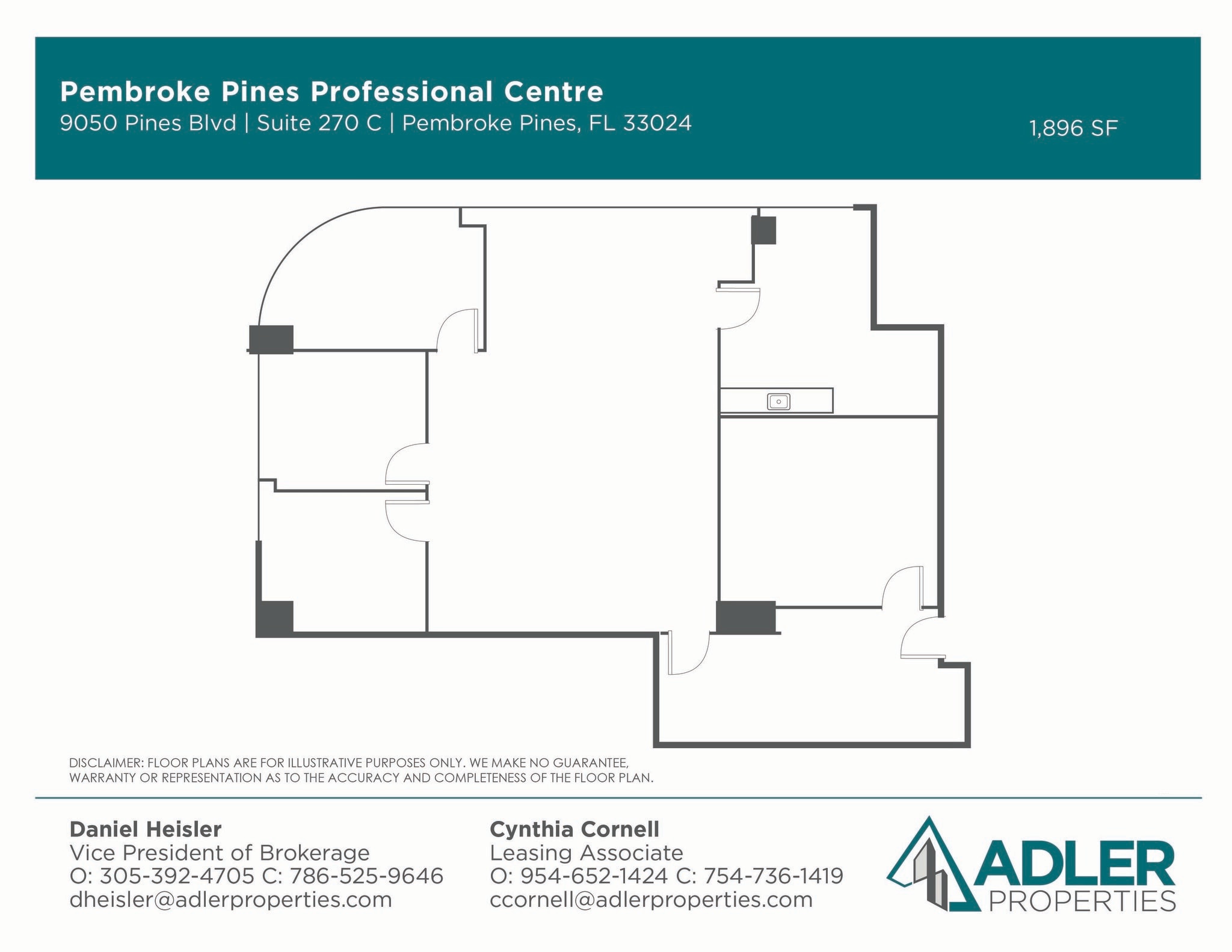 9050 Pines Blvd, Pembroke Pines, FL à louer Plan d’étage- Image 1 de 2