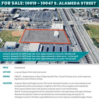 Plus de détails pour 10019-10047 South Alameda Street, Los Angeles, CA - Terrain à vendre