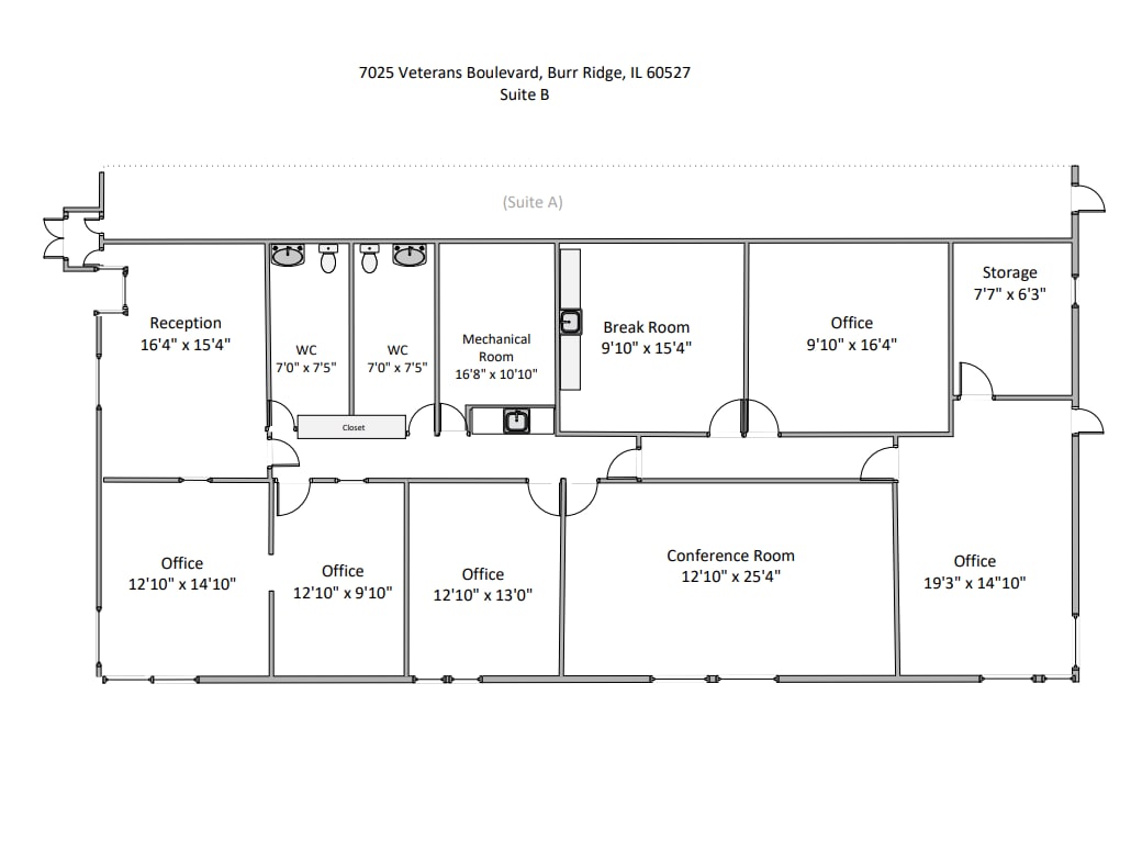 7025-7035 Veterans Blvd, Burr Ridge, IL 60527 - Unit 7025 B - - Floor Plan - Image 1 of 1