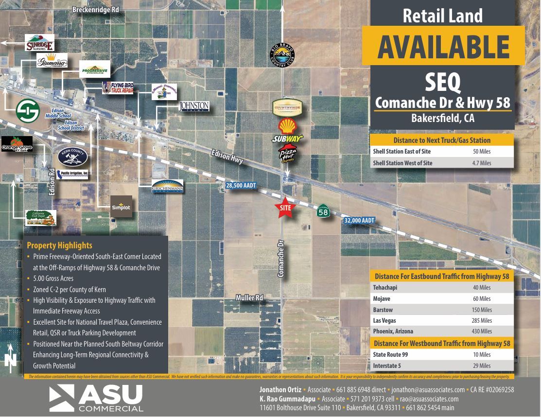 SEC of Highway 58 & Comanche Dr, Bakersfield, CA for sale Primary Photo- Image 1 of 2