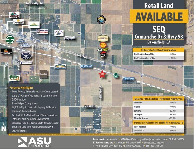 More details for SEC of Highway 58 & Comanche Dr, Bakersfield, CA - Land for Sale