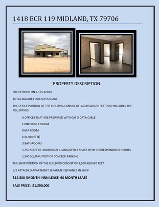 Plus de détails pour 1418 E County Road 119, Midland, TX - Industriel à vendre