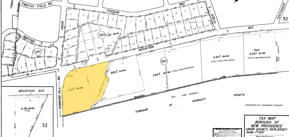 890 Mountain Ave, Berkeley Heights, NJ à vendre - Plan cadastral - Image 1 de 1