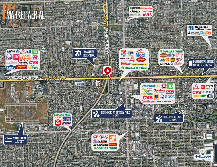 6190 Hollywood Blvd, Pembroke Pines, FL à vendre - Aérien - Image 3 de 4