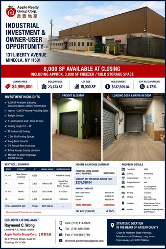 Plus de détails pour 131 Liberty Ave, Mineola, NY - Industriel à vendre