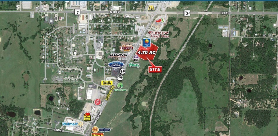 SE US 69 & SH3, Atoka, OK à vendre - Aérien - Image 3 de 3