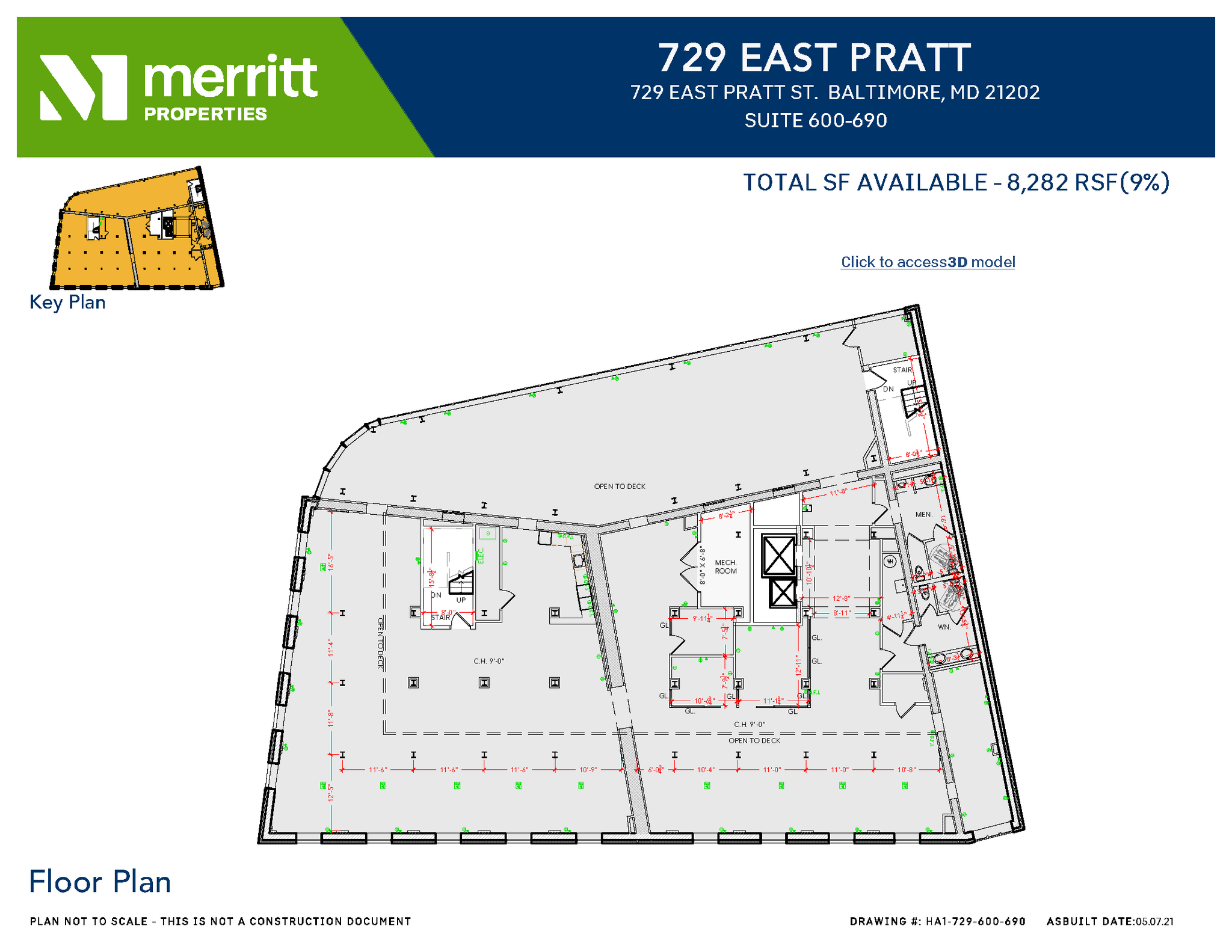 729 E Pratt St, Baltimore, MD à louer Plan d’étage- Image 1 de 1