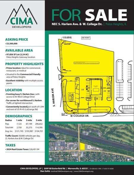 NEC S Harlem Ave & W College Dr, Palos Heights, IL à vendre - Photo du bâtiment - Image 3 de 3