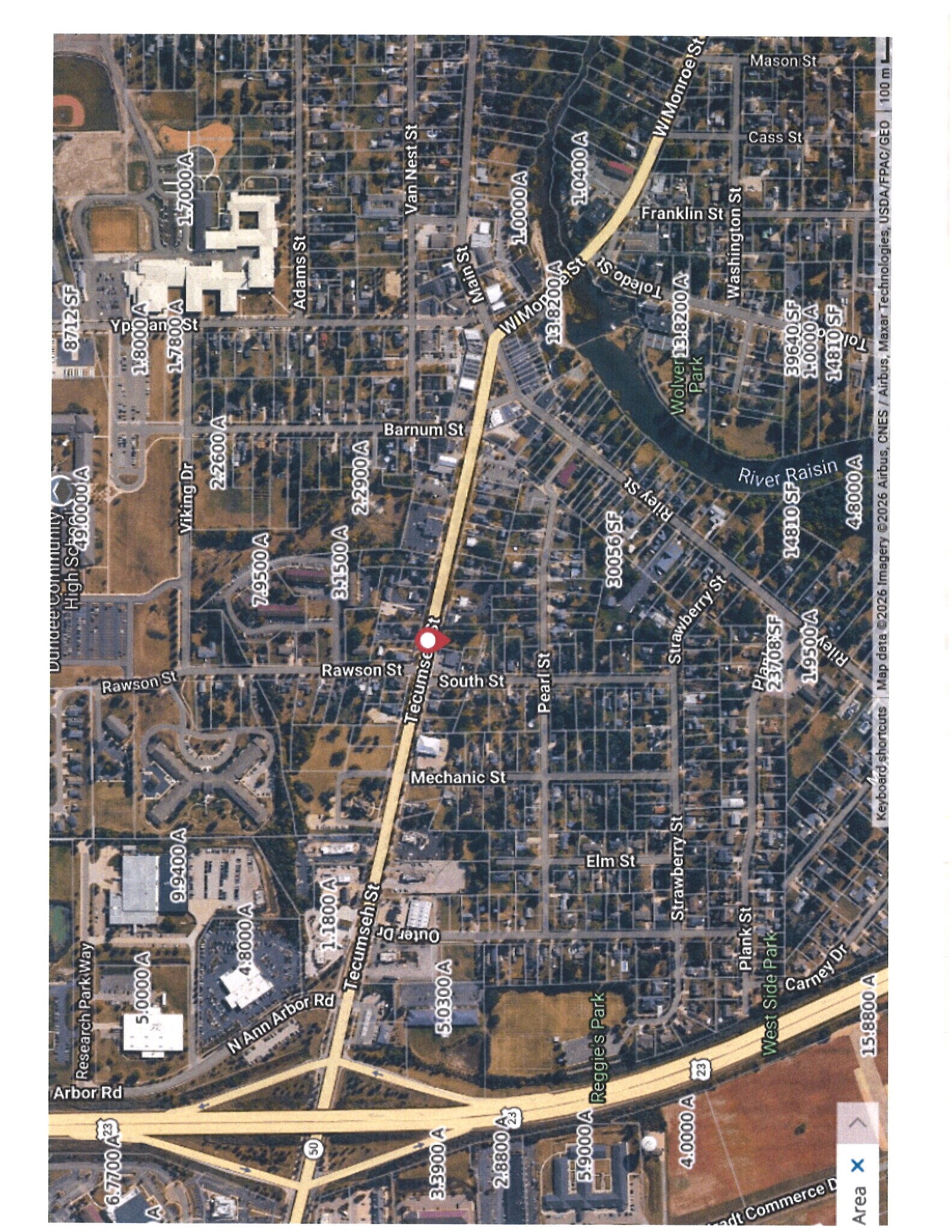 313 Tecumseh st, Dundee, MI for sale Aerial- Image 1 of 3