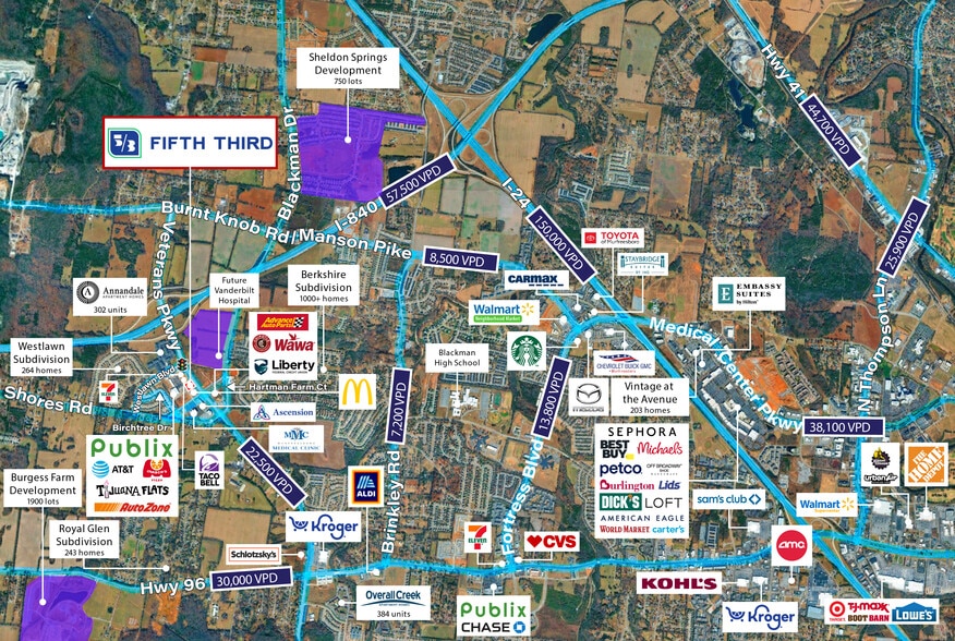 5213 Veterans Pky, Murfreesboro, TN à vendre - Aérien - Image 2 de 7